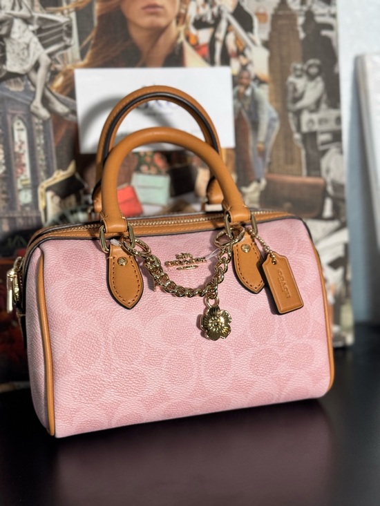 Coach Handbags - Coach Powder Pink Mini Rowan Sig with Tan Trim